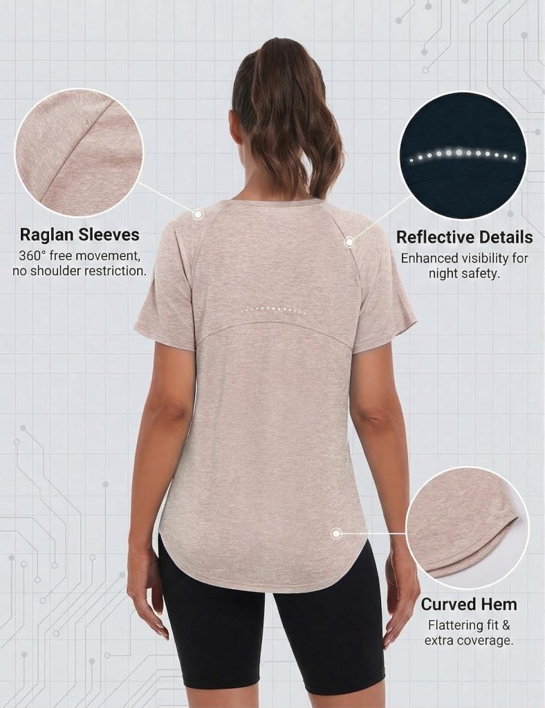 Laad afbeelding in Galerijviewer, Sportshirt dames met ronde hals en raglanmouwen van sneldrogende stretchstof – hardloopshirt – trainingskleding - happygetfit.com

