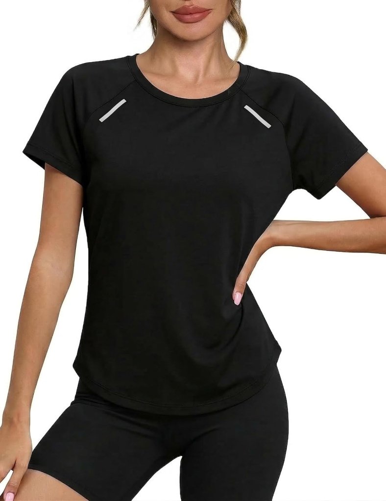 Laad afbeelding in Galerijviewer, Sportshirt dames met ronde hals en raglanmouwen van sneldrogende stretchstof – hardloopshirt – trainingskleding - happygetfit.com
