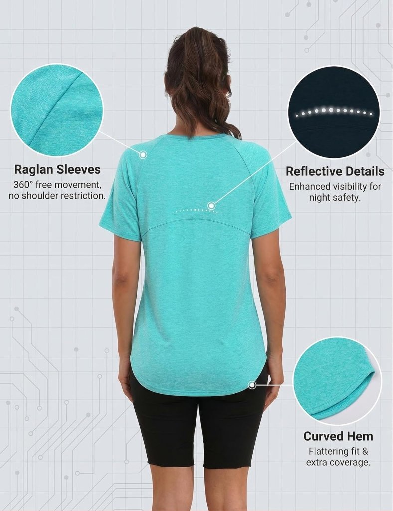 Laad afbeelding in Galerijviewer, Sportshirt dames met ronde hals en raglanmouwen van sneldrogende stretchstof – hardloopshirt – trainingskleding - happygetfit.com
