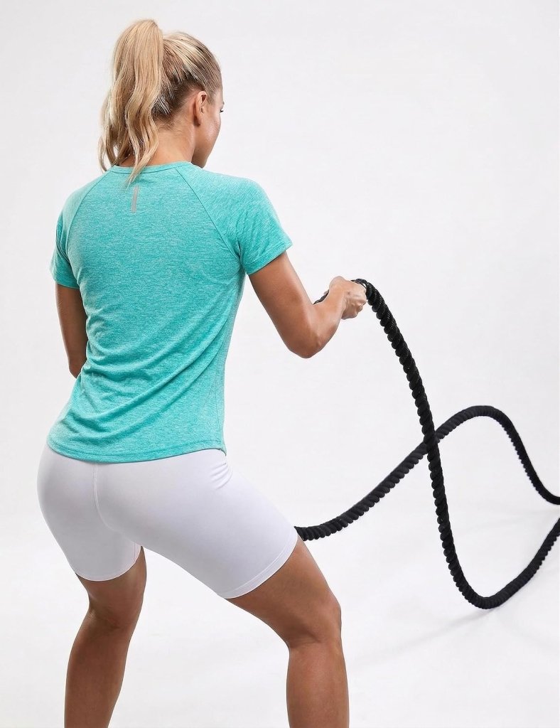 Laad afbeelding in Galerijviewer, Sportshirt dames met ronde hals en raglanmouwen van sneldrogende stretchstof – hardloopshirt – trainingskleding - happygetfit.com
