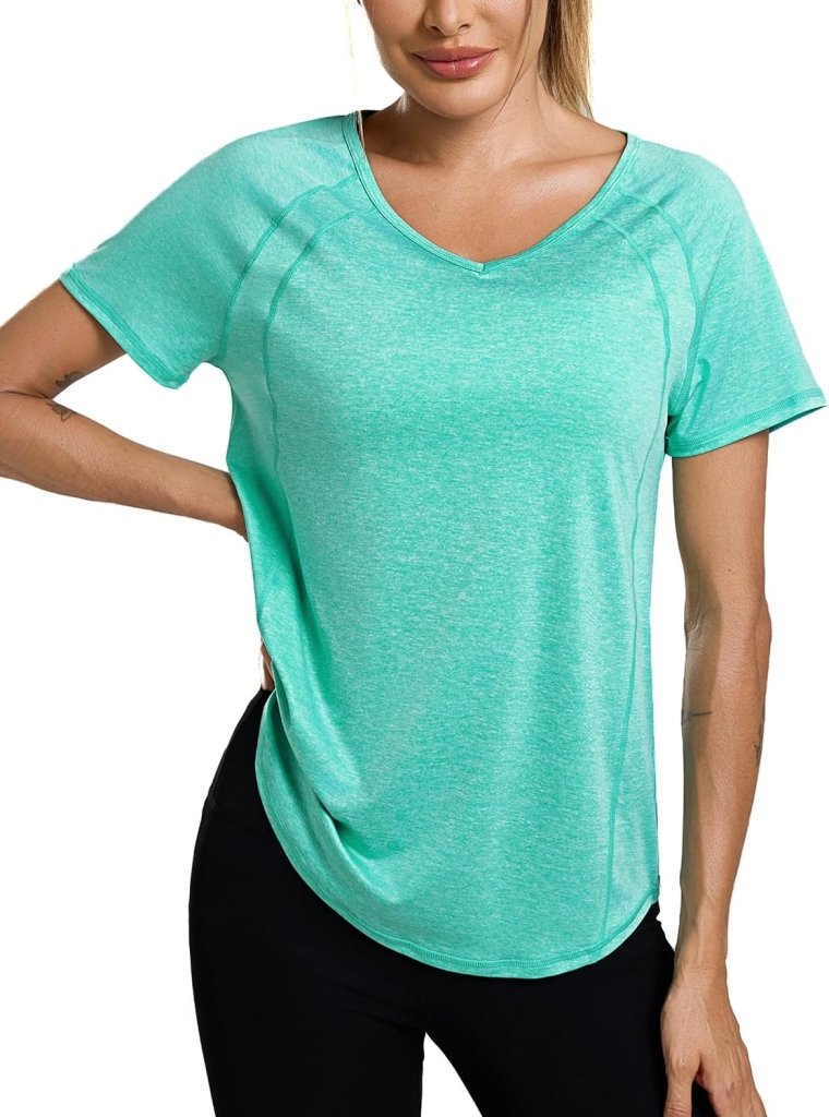 Laden Sie das Bild in Galerie -Viewer, Sportshirt dames met V-hals en korte mouwen van ademende sneldrogende stof – fitnessshirt – yogakleding - happygetfit.com
