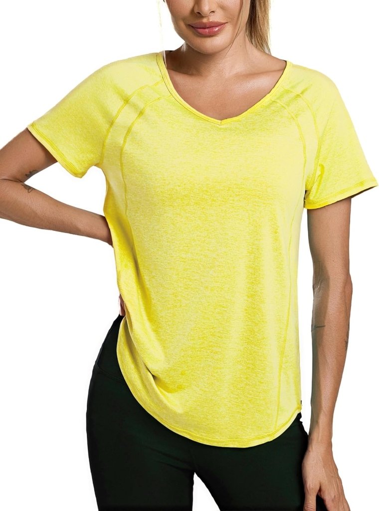 Laden Sie das Bild in Galerie -Viewer, Sportshirt dames met V-hals en korte mouwen van ademende sneldrogende stof – fitnessshirt – yogakleding - happygetfit.com
