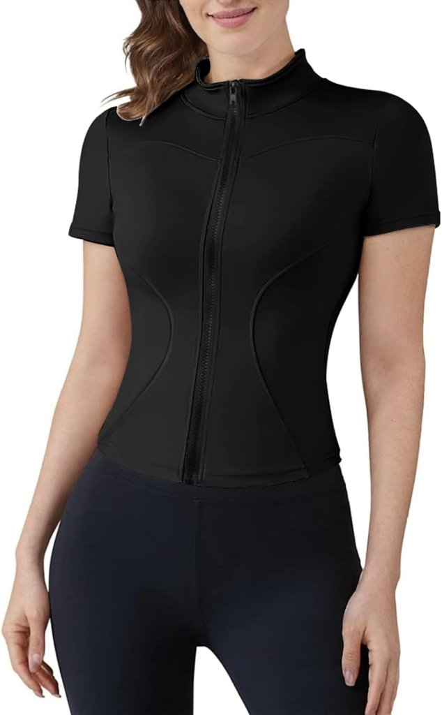 Bild im Galerie-Viewer laden, Sporttop dames met korte mouwen en ritssluiting in aansluitend cropped model voor yoga en fitness – trainingsshirt – yogakleding - happygetfit.com
