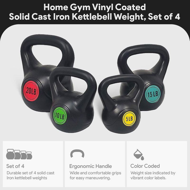 Load image into Gallery viewer, Sporzon! Kettlebell met brede grip, fitnessgewicht, set van 4, inclusief 2,3 kg, 4,5 kg, 6,8 kg, 9,1 kg, meerkleurig - happygetfit.com
