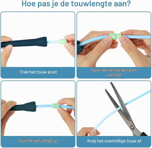 Springtouwen 4 stuks verstelbaar tot 280 cm met antislip handgrepen voor fitness en conditietraining – speedrope – touwspringen - happygetfit.com