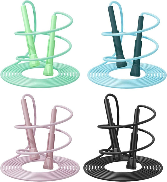 Springtouwen 4 stuks verstelbaar tot 280 cm met antislip handgrepen voor fitness en conditietraining – speedrope – touwspringen - happygetfit.com
