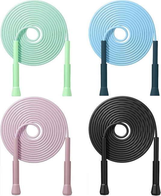 Springtouwen 4 stuks verstelbaar tot 280 cm met antislip handgrepen voor fitness en conditietraining – speedrope – touwspringen - happygetfit.com