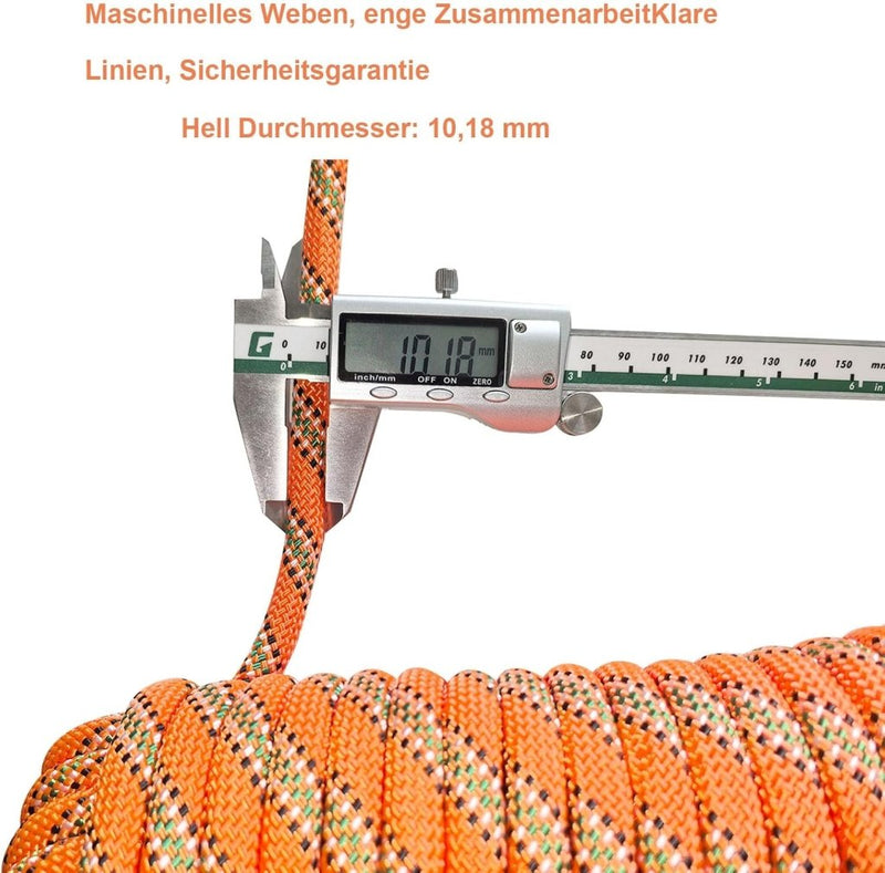 Laden Sie das Bild in Galerie -Viewer, Statisch outdoor touw 10 m x 10 mm – met 2 karabijnhaken voor camping, vissen en survival - happygetfit.com
