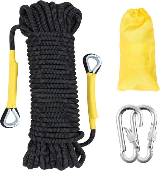 Statisch outdoor touw 10 m x 12 mm – nylon touw met 2 stalen haken voor camping en survival - happygetfit.com