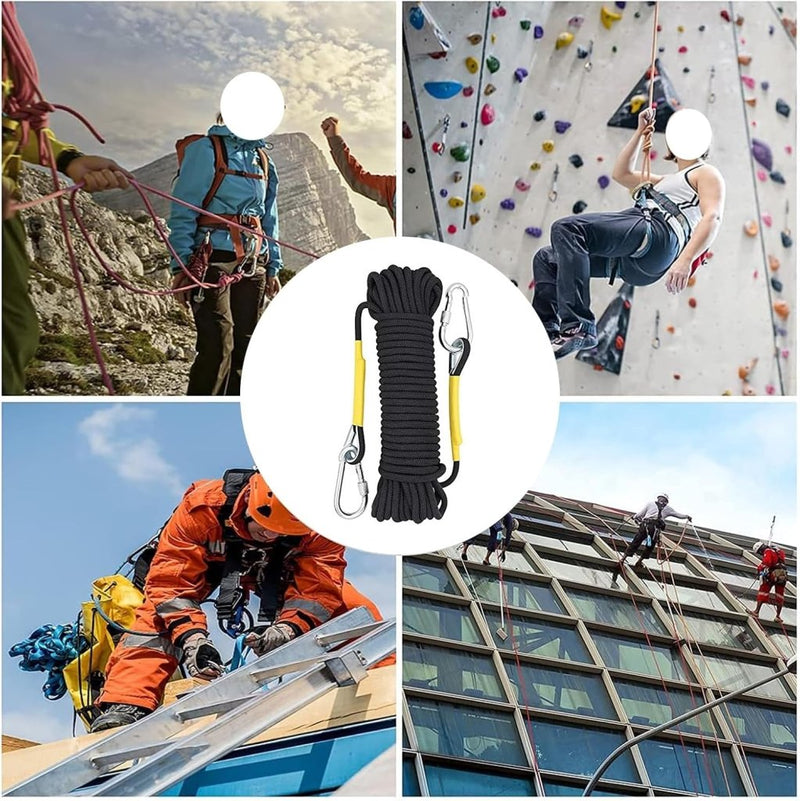 Laad afbeelding in Galerijviewer, Statisch outdoor touw 10 m x 12 mm – nylon touw met 2 stalen haken voor camping en survival - happygetfit.com
