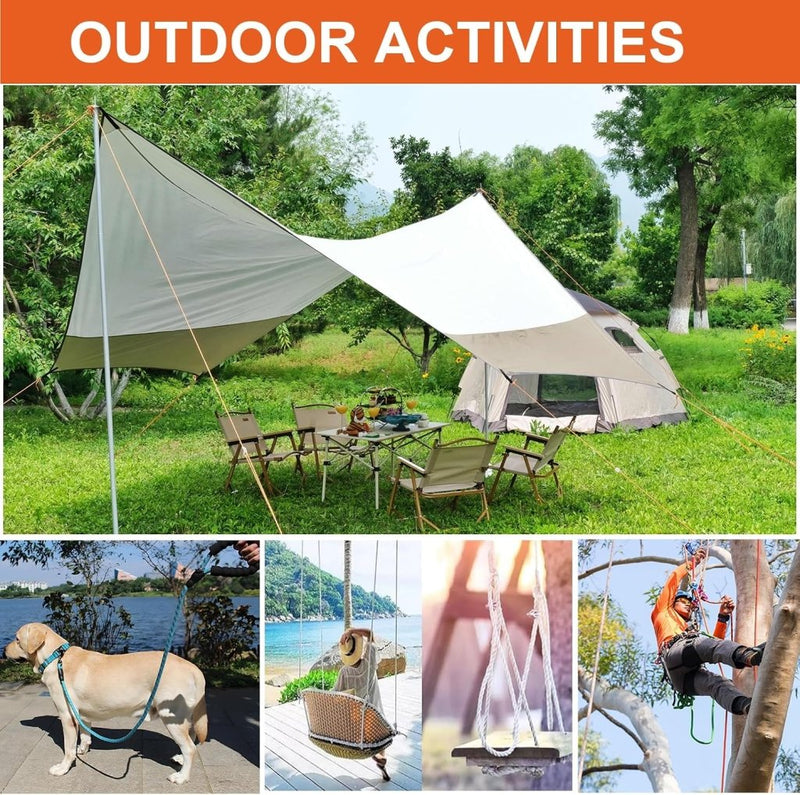 Laad afbeelding in Galerijviewer, Statisch outdoor touw 2 m x 8 mm – nylon touw met 2 stalen haken voor camping en buitengebruik - happygetfit.com

