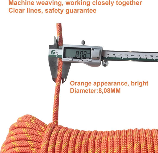 Statisch outdoor touw 2 m x 8 mm – nylon touw met 2 stalen haken voor camping en buitengebruik - happygetfit.com