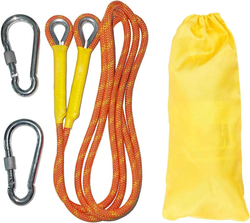 Laad afbeelding in Galerijviewer, Statisch outdoor touw 2 m x 8 mm – nylon touw met 2 stalen haken voor camping en buitengebruik - happygetfit.com
