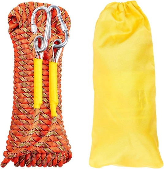 Statisch outdoor touw 20 m x 8 mm – met 2 karabijnhaken voor camping en buitengebruik - happygetfit.com