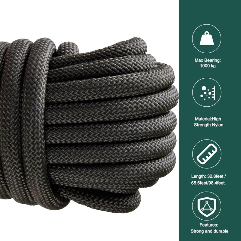 Laden Sie das Bild in Galerie -Viewer, Statisch outdoor touw 30 m x 10 mm – met 2 karabijnhaken voor camping en buitengebruik - happygetfit.com
