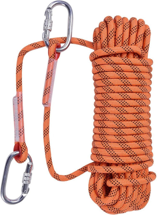 Statisch outdoor touw 30 m x 10 mm – met 2 karabijnhaken voor camping en buitengebruik - happygetfit.com