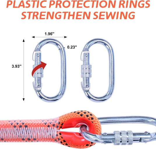 Statisch outdoor touw 30 m x 10 mm – met 2 karabijnhaken voor camping en buitengebruik - happygetfit.com