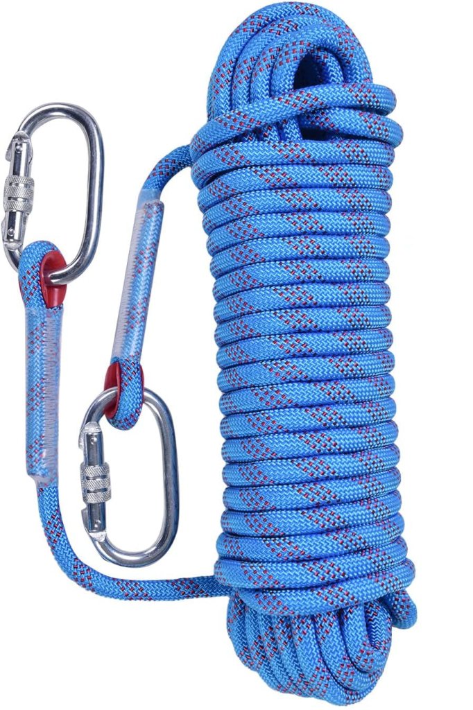 Laden Sie das Bild in Galerie -Viewer, Statisch outdoor touw 30 m x 10 mm – met 2 karabijnhaken voor camping en buitengebruik - happygetfit.com
