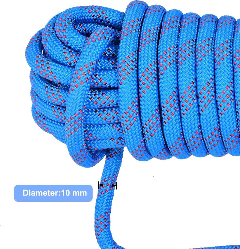 Laden Sie das Bild in Galerie -Viewer, Statisch outdoor touw 30 m x 10 mm – met 2 karabijnhaken voor camping en buitengebruik - happygetfit.com
