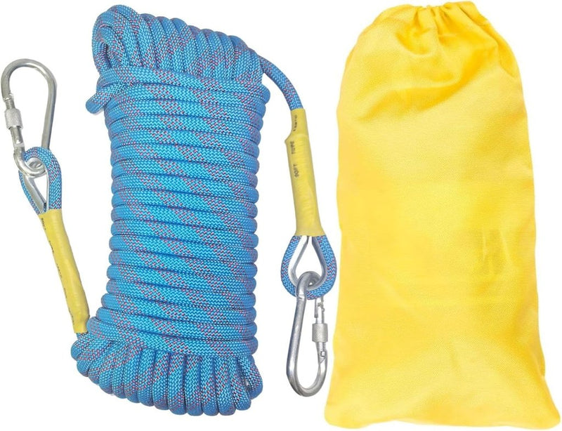 Laad afbeelding in Galerijviewer, Statisch outdoor touw 5 m x 8 mm – nylon touw met 2 stalen haken voor camping en survival - happygetfit.com
