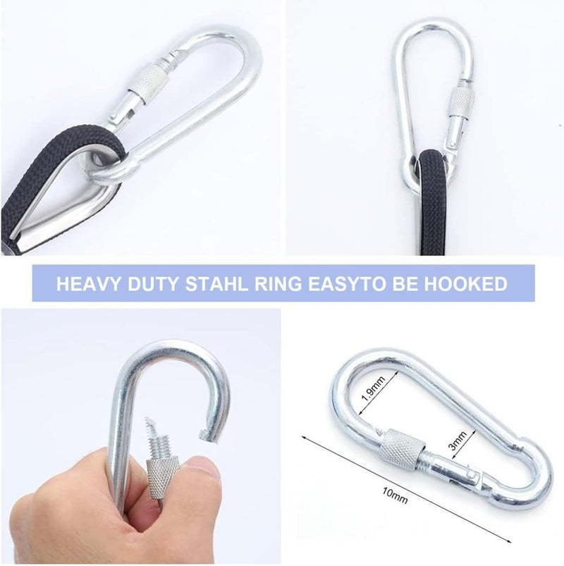 Laad afbeelding in Galerijviewer, Statisch outdoor touw 5 m x 8 mm – nylon touw met 2 stalen haken voor camping en survival - happygetfit.com
