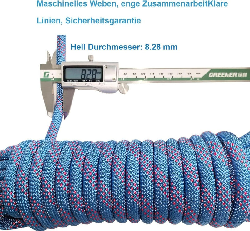 Laad afbeelding in Galerijviewer, Statisch outdoor touw 5 m x 8 mm – nylon touw met 2 stalen haken voor camping en survival - happygetfit.com
