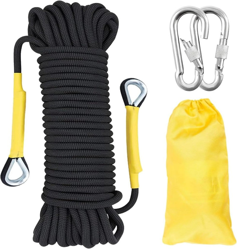 Laad afbeelding in Galerijviewer, Statisch outdoor touw 5 m x 8 mm – nylon touw met 2 stalen haken voor camping en survival - happygetfit.com
