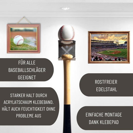 🏆 Stijlvolle roestvrijstalen houder voor honkbalknuppels – strak, sterk en zonder gereedschap te monteren - happygetfit.com