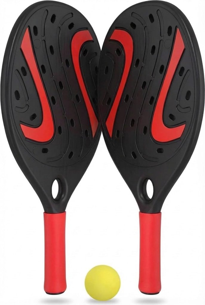 Load image into Gallery viewer, Strandracket set met 2 houten rackets en zachte bal - happygetfit.com
