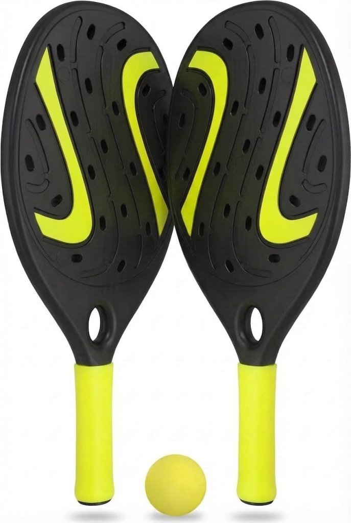 Load image into Gallery viewer, Strandracket set met 2 houten rackets en zachte bal - happygetfit.com
