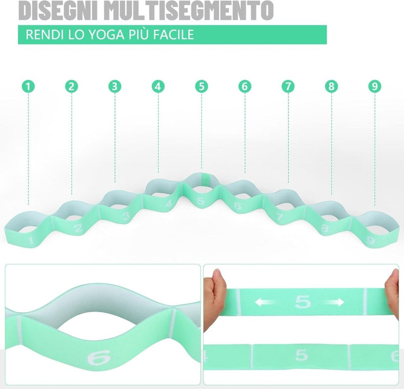 Laad afbeelding in Galerijviewer, Stretchband met 9 lussen voor yoga en fitness - happygetfit.com
