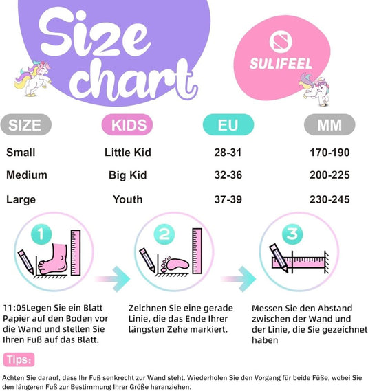 SULIFEEL Rainbow Unicorn Verstelbare zwarte rolschaatsen voor kinderen, met lichtgevende wielen, voor jongens - happygetfit.com