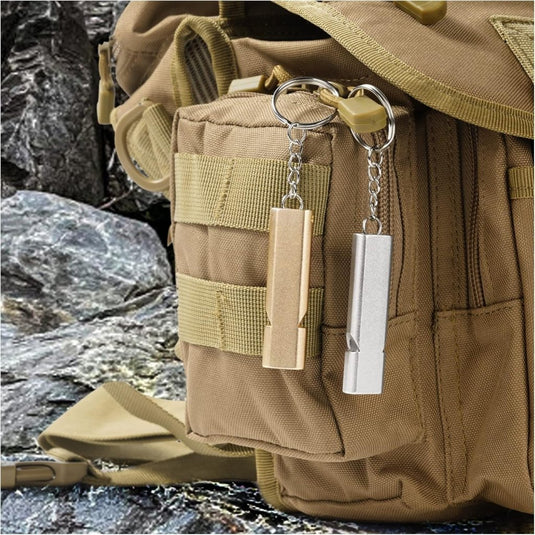 Survivalfluitjes 5 stuks van aluminium met dubbele luchtbuis en sleutelhanger tot 120 dB – noodfluitjes – signaalfluitjes - happygetfit.com