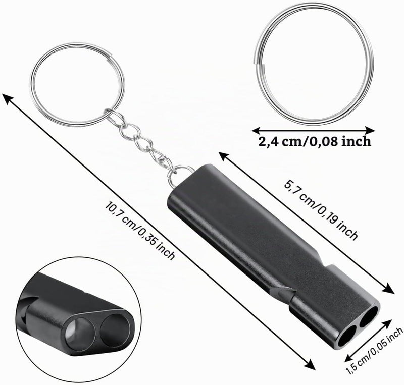 Charger l’image dans la visionneuse de galerie, Survivalfluitjes 5 stuks van aluminium met dubbele luchtbuis en sleutelhanger tot 120 dB – noodfluitjes – signaalfluitjes - happygetfit.com
