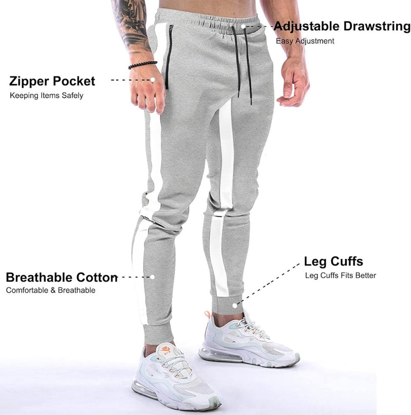 Laad afbeelding in Galerijviewer, Suwangi Joggingbroek voor heren, fitnesssportbroek, joggingbroek, sweatpants, strepen, slim fit, vrijetijdsbroek - happygetfit.com
