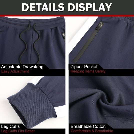 Suwangi Joggingbroek voor heren, fitnesssportbroek, joggingbroek, sweatpants, strepen, slim fit, vrijetijdsbroek - happygetfit.com