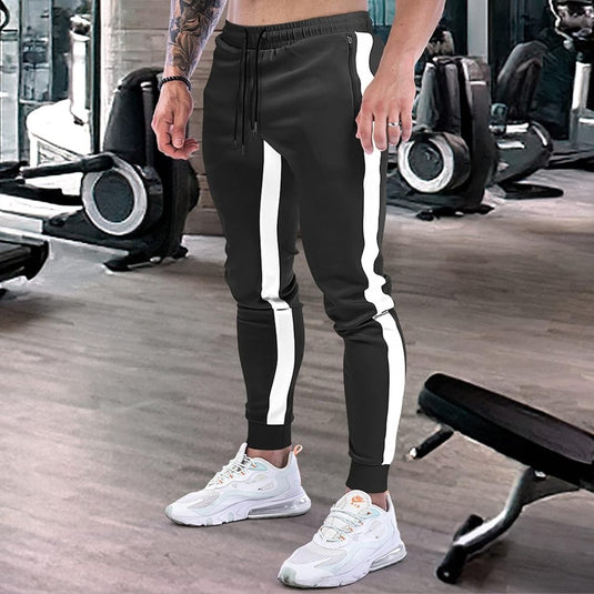 Suwangi Joggingbroek voor heren, fitnesssportbroek, joggingbroek, sweatpants, strepen, slim fit, vrijetijdsbroek - happygetfit.com
