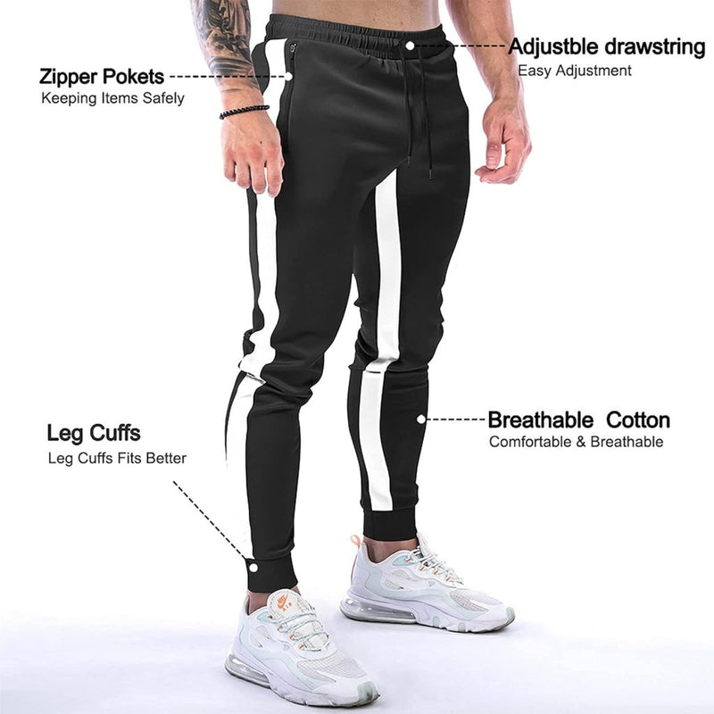 Laad afbeelding in Galerijviewer, Suwangi Joggingbroek voor heren, fitnesssportbroek, joggingbroek, sweatpants, strepen, slim fit, vrijetijdsbroek - happygetfit.com

