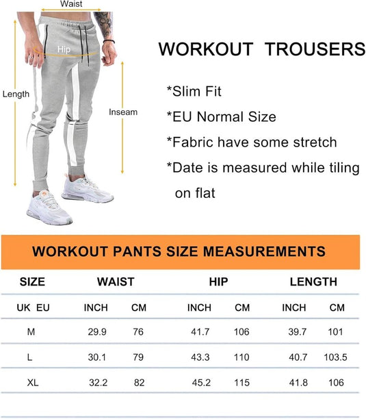 Suwangi Joggingbroek voor heren, fitnesssportbroek, joggingbroek, sweatpants, strepen, slim fit, vrijetijdsbroek - happygetfit.com