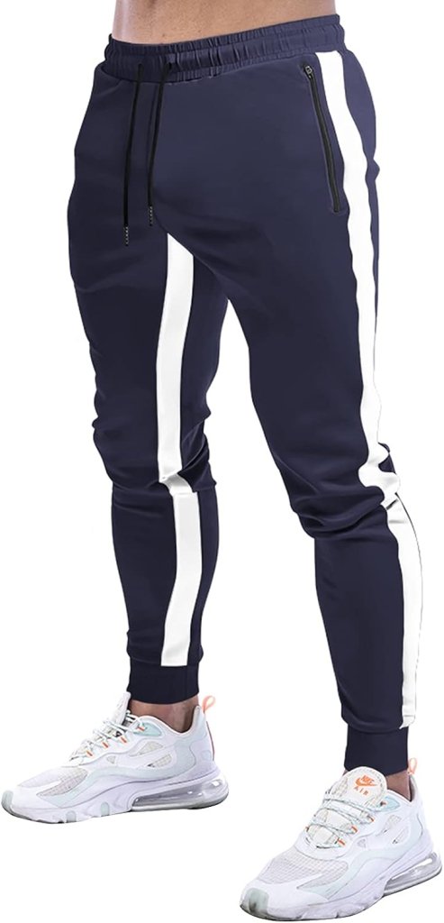 Suwangi Joggingbroek voor heren, fitnesssportbroek, joggingbroek, sweatpants, strepen, slim fit, vrijetijdsbroek - happygetfit.com