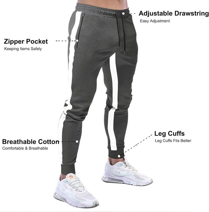 Laad afbeelding in Galerijviewer, Suwangi Joggingbroek voor heren, fitnesssportbroek, joggingbroek, sweatpants, strepen, slim fit, vrijetijdsbroek - happygetfit.com
