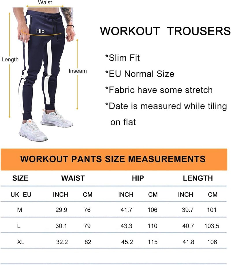 Laad afbeelding in Galerijviewer, Suwangi Joggingbroek voor heren, fitnesssportbroek, joggingbroek, sweatpants, strepen, slim fit, vrijetijdsbroek - happygetfit.com
