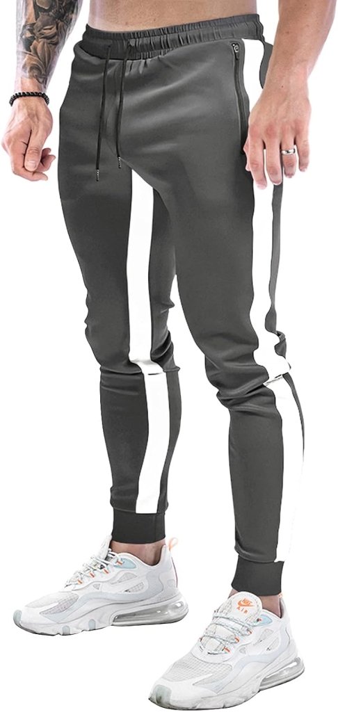 Laad afbeelding in Galerijviewer, Suwangi Joggingbroek voor heren, fitnesssportbroek, joggingbroek, sweatpants, strepen, slim fit, vrijetijdsbroek - happygetfit.com
