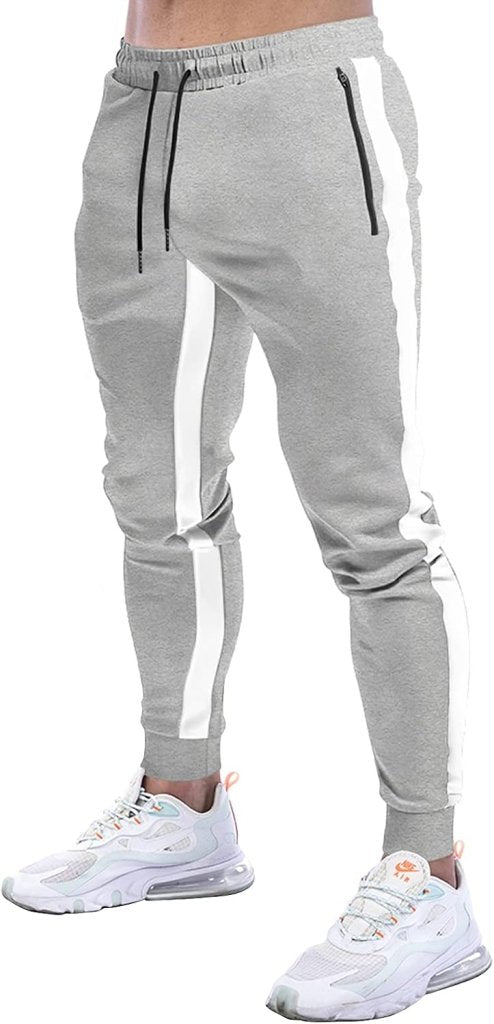 Suwangi Joggingbroek voor heren, fitnesssportbroek, joggingbroek, sweatpants, strepen, slim fit, vrijetijdsbroek - happygetfit.com