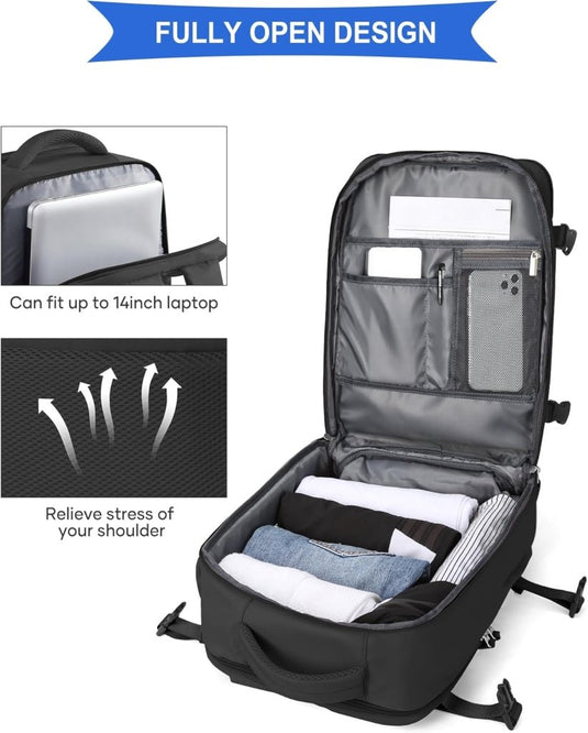 SZLX Grote Reisrugzak Voor Vrouwen,Draagbare Rugzak Voor Mannen,Wandelrugzak,Waterdichte Buitensportrugzak,Casual Daypack,Schooltas,14 duimlaptopcompartiment Met Schoencompartiment - happygetfit.com