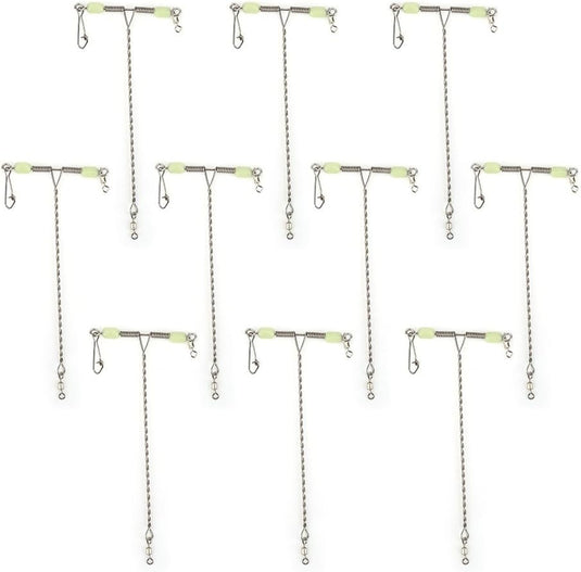 T-vormige vislijn wartels 10 stuks van roestvrij staal met draaibare connector – viswartels – zeevisaccessoires - happygetfit.com