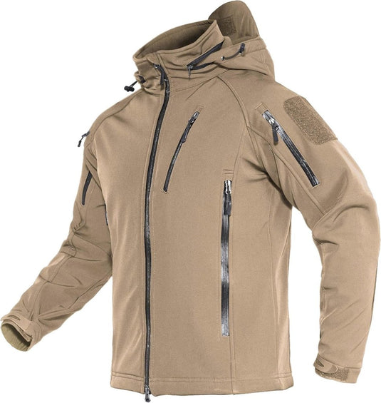 TACVASEN Softshell Herenjack Waterafstotend Militair Jack Warm Outdoorjack met Meerdere Ritszakken - happygetfit.com