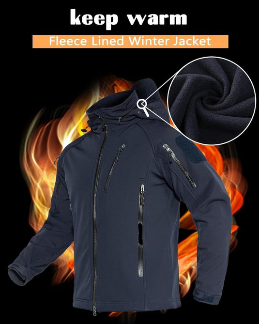 TACVASEN Softshell Herenjack Waterafstotend Militair Jack Warm Outdoorjack met Meerdere Ritszakken - happygetfit.com