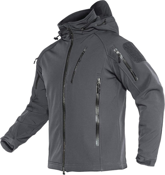 TACVASEN Softshell Herenjack Waterafstotend Militair Jack Warm Outdoorjack met Meerdere Ritszakken - happygetfit.com
