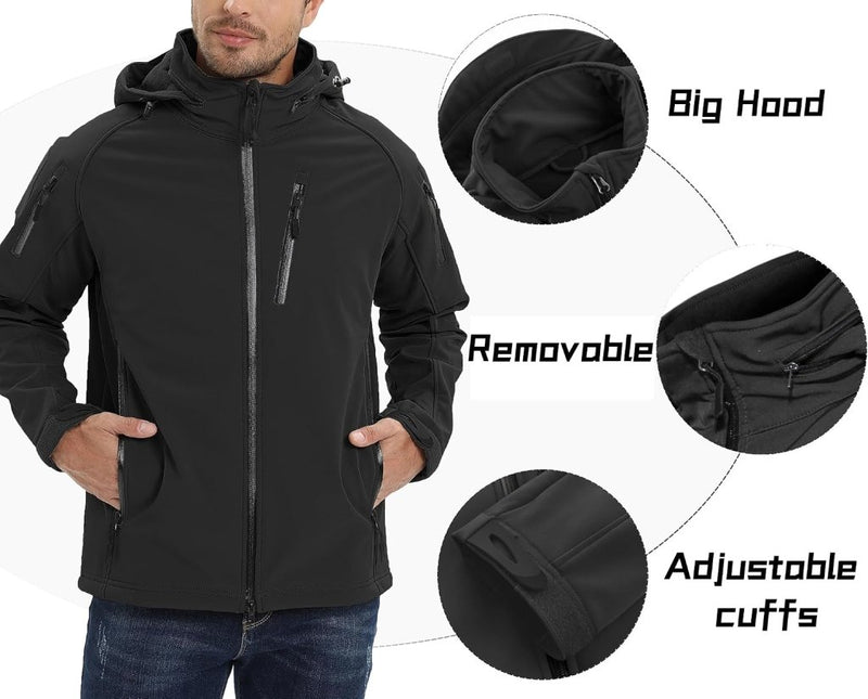 Load image into Gallery viewer, TACVASEN Softshell Herenjack Waterafstotend Militair Jack Warm Outdoorjack met Meerdere Ritszakken - happygetfit.com
